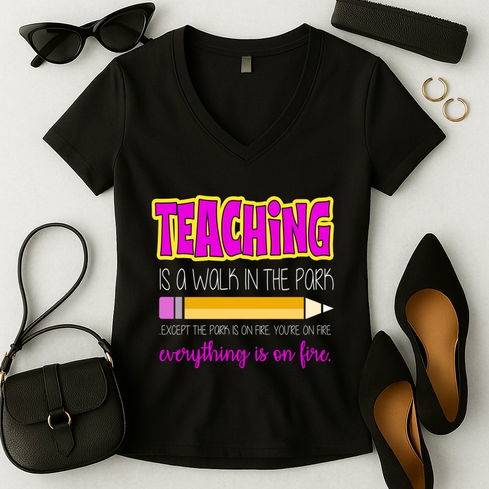 Teaching Is A Walk In The Park Women's V-Neck T-Shirt