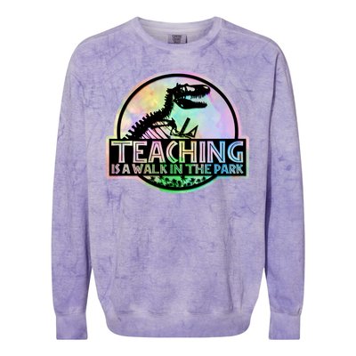 Teaching Is A Walk In The Park Funny Teacher Colorblast Crewneck Sweatshirt