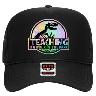 Teaching Is A Walk In The Park Funny Teacher High Crown Mesh Back Trucker Hat