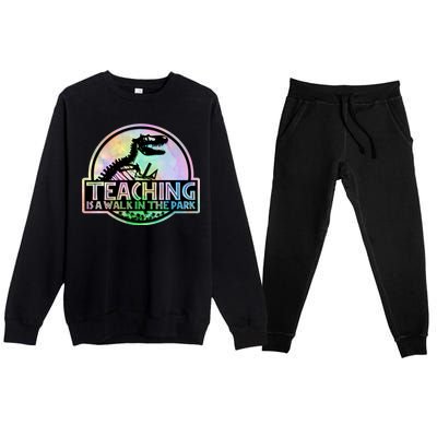 Teaching Is A Walk In The Park Funny Teacher Premium Crewneck Sweatsuit Set