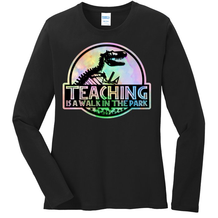 Teaching Is A Walk In The Park Funny Teacher Ladies Long Sleeve Shirt