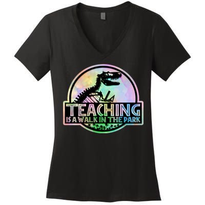 Teaching Is A Walk In The Park Funny Teacher Women's V-Neck T-Shirt