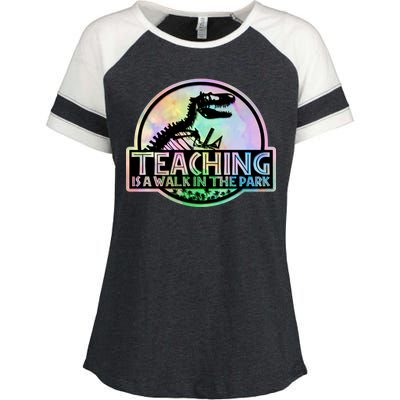 Teaching Is A Walk In The Park Funny Teacher Enza Ladies Jersey Colorblock Tee