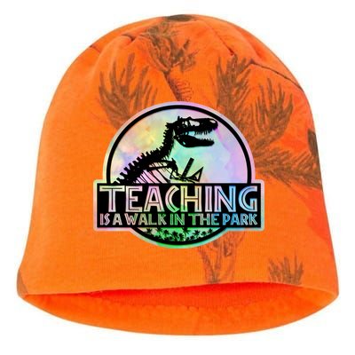 Teaching Is A Walk In The Park Funny Teacher Kati - Camo Knit Beanie