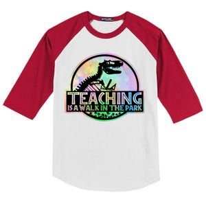 Teaching Is A Walk In The Park Funny Teacher Kids Colorblock Raglan Jersey