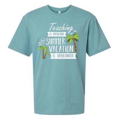 Teaching Is Important But Summer Vacation Is Importanter Sueded Cloud Jersey T-Shirt