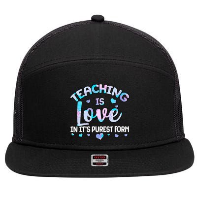 Teaching Is Love In It's Purest Form 7 Panel Mesh Trucker Snapback Hat