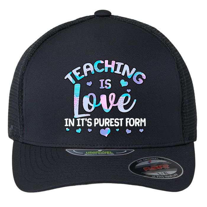Teaching Is Love In It's Purest Form Flexfit Unipanel Trucker Cap