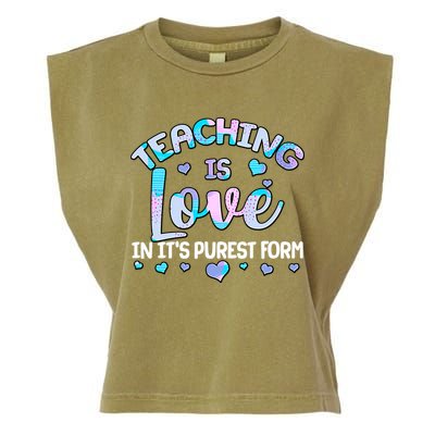 Teaching Is Love In It's Purest Form Garment-Dyed Women's Muscle Tee