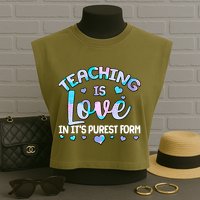 Teaching Is Love In It's Purest Form Garment-Dyed Women's Muscle Tee