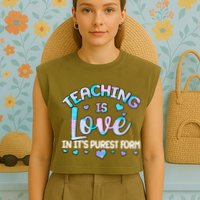 Teaching Is Love In It's Purest Form Garment-Dyed Women's Muscle Tee