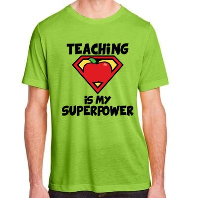 Teaching Is My Superpower Apple Crest Adult ChromaSoft Performance T-Shirt