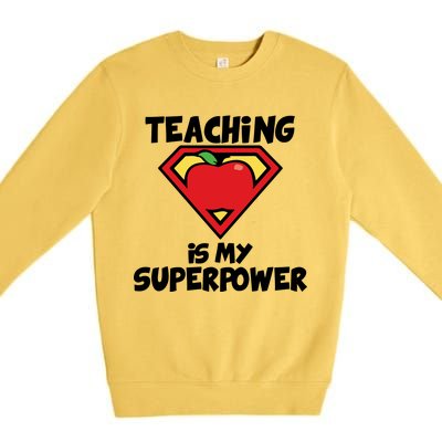 Teaching Is My Superpower Apple Crest Premium Crewneck Sweatshirt