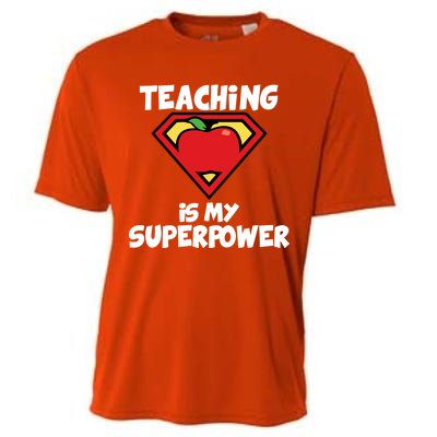 Teaching Is My Superpower Apple Crest Cooling Performance Crew T-Shirt