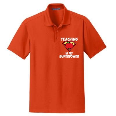 Teaching Is My Superpower Apple Crest Dry Zone Grid Polo