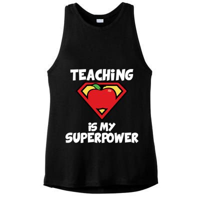 Teaching Is My Superpower Apple Crest Ladies PosiCharge Tri-Blend Wicking Tank