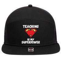 Teaching Is My Superpower Apple Crest 7 Panel Mesh Trucker Snapback Hat