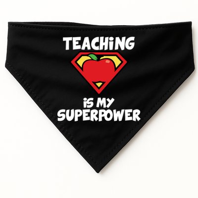 Teaching Is My Superpower Apple Crest USA-Made Doggie Bandana