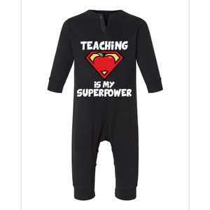 Teaching Is My Superpower Apple Crest Infant Fleece One Piece