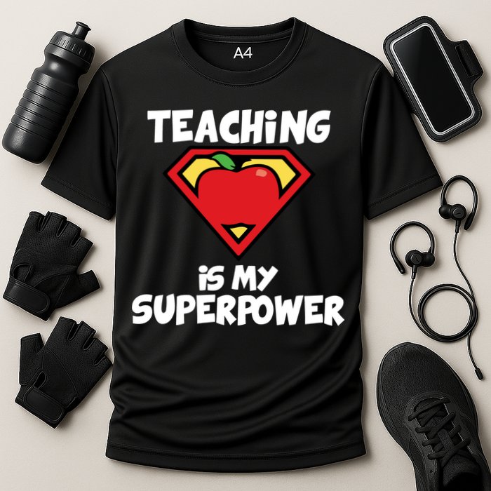 Teaching Is My Superpower Apple Crest Performance Shirt