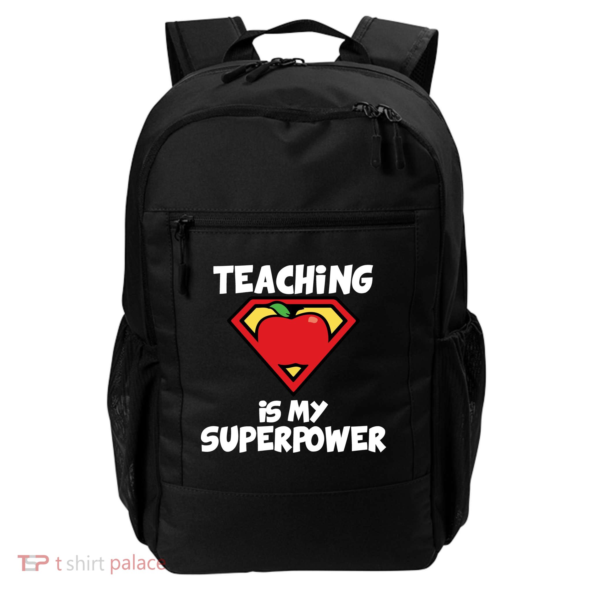 Teaching Is My Superpower Apple Crest Daily Commute Backpack