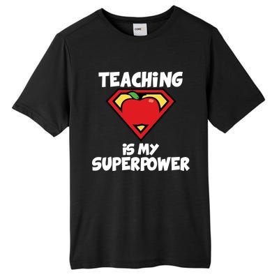 Teaching Is My Superpower Apple Crest Tall Fusion ChromaSoft Performance T-Shirt