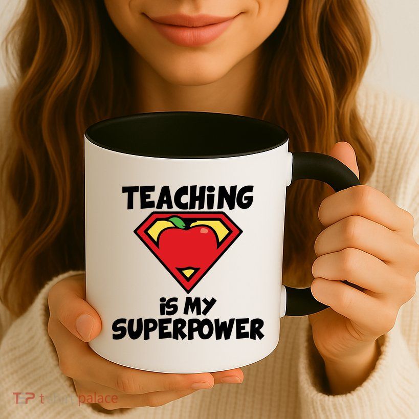 Teaching Is My Superpower Apple Crest Mug