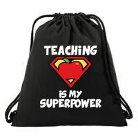 Teaching Is My Superpower Apple Crest Drawstring Bag