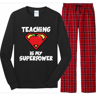 Teaching Is My Superpower Apple Crest Long Sleeve Pajama Set