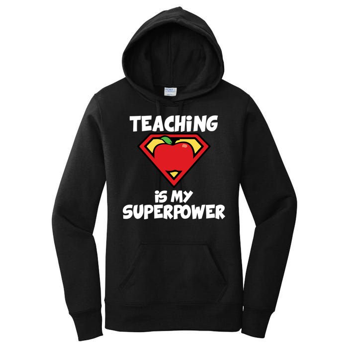 Teaching Is My Superpower Apple Crest Women's Pullover Hoodie