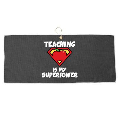 Teaching Is My Superpower Apple Crest Large Microfiber Waffle Golf Towel