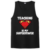 Teaching Is My Superpower Apple Crest PosiCharge Competitor Tank