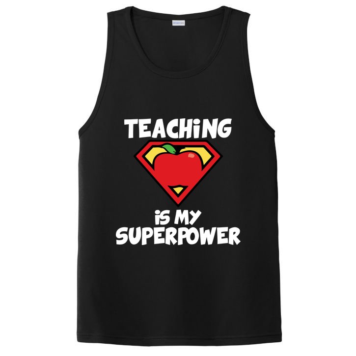 Teaching Is My Superpower Apple Crest PosiCharge Competitor Tank