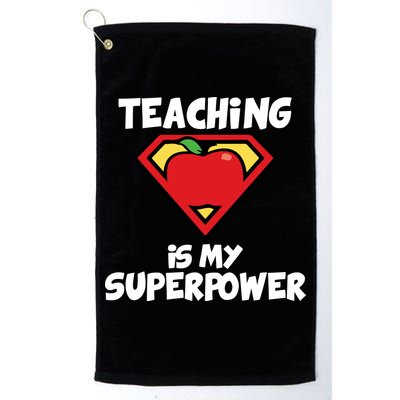 Teaching Is My Superpower Apple Crest Golf Towel