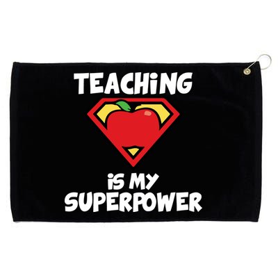 Teaching Is My Superpower Apple Crest Grommeted Golf Towel