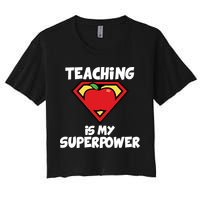 Teaching Is My Superpower Apple Crest Crop Top