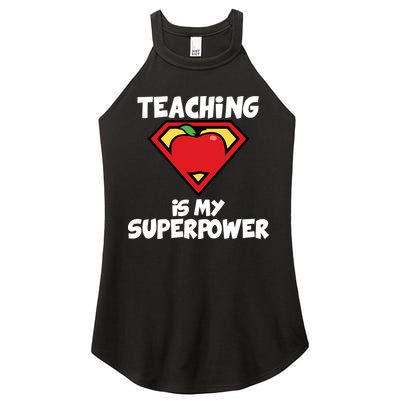 Teaching Is My Superpower Apple Crest Women's Perfect Tri Rocker Tank