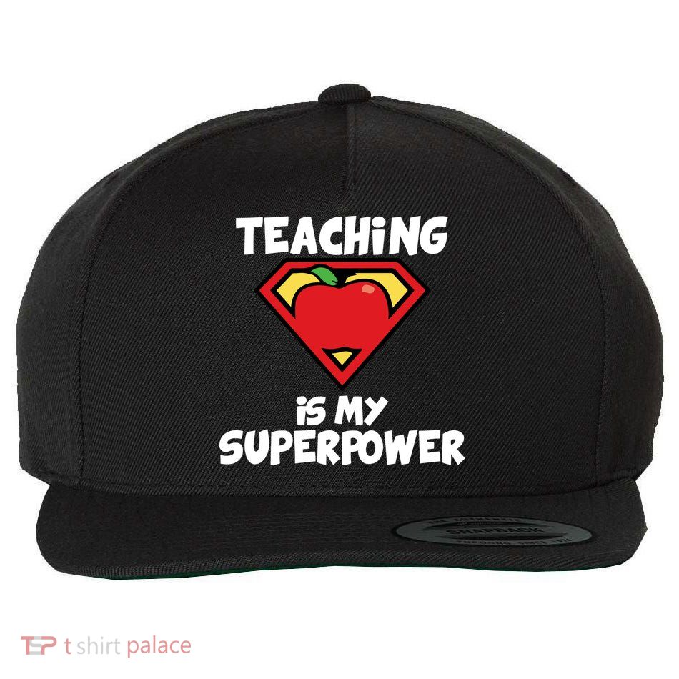 Teaching Is My Superpower Apple Crest Wool Snapback Cap