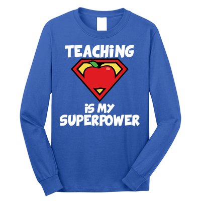 Teaching Is My Superpower Apple Crest Long Sleeve Shirt