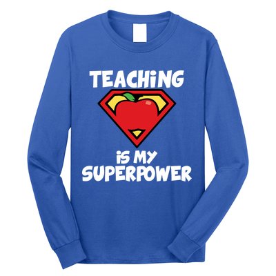 Teaching Is My Superpower Apple Crest Long Sleeve Shirt