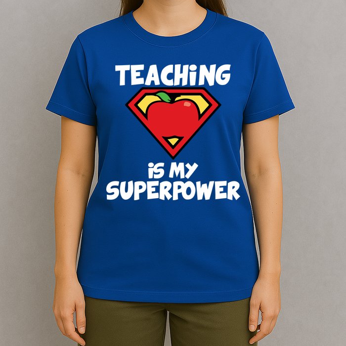 Teaching Is My Superpower Apple Crest T-Shirt