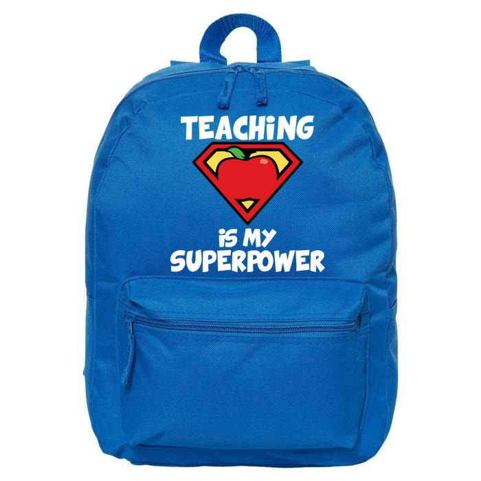 Teaching Is My Superpower Apple Crest 16 in Basic Backpack