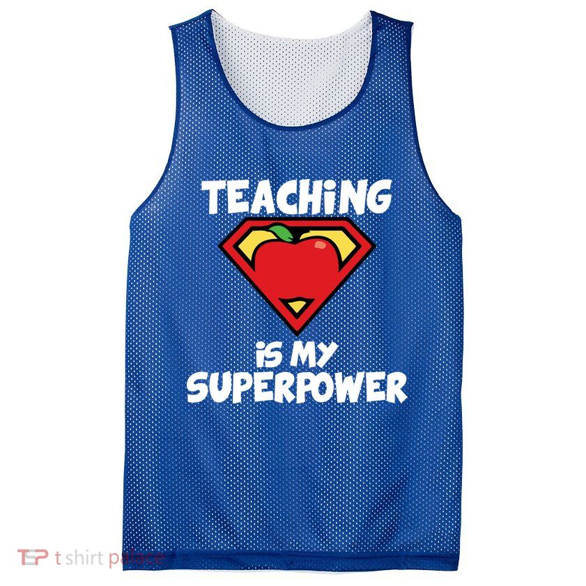 Teaching Is My Superpower Apple Crest Mesh Reversible Basketball Jersey Tank
