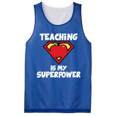 Teaching Is My Superpower Apple Crest Mesh Reversible Basketball Jersey Tank