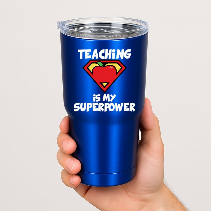 Teaching Is My Superpower Apple Crest Tumbler