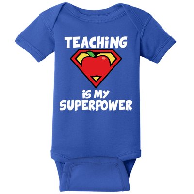 Teaching Is My Superpower Apple Crest Baby Bodysuit