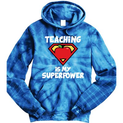 Teaching Is My Superpower Apple Crest Tie Dye Hoodie