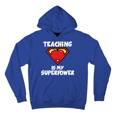 Teaching Is My Superpower Apple Crest Tall Hoodie