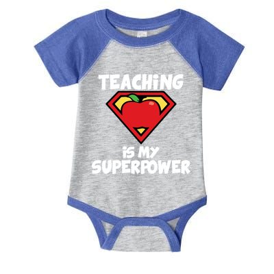 Teaching Is My Superpower Apple Crest Infant Baby Jersey Bodysuit