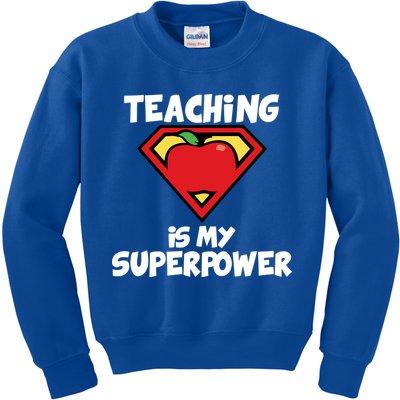 Teaching Is My Superpower Apple Crest Kids Sweatshirt